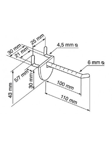Carlig simplu din plastic pentru panou perforat 