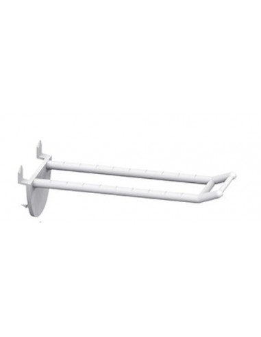 Carlig dublu din plastic cu fixare automata cu suport eticheta mic